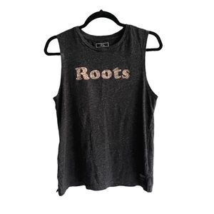 ROOTS CANADA Cotton Casual Sleeveless T-Shirt Tank Top Charcoal Grey S
